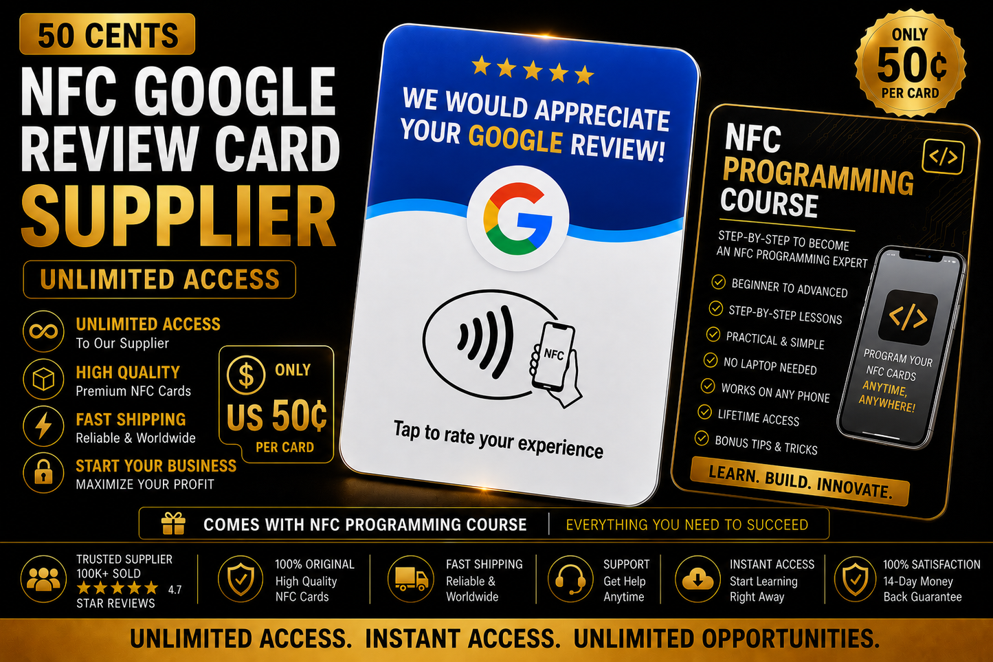 Google Review Cards Supplier Link & Programming Course
